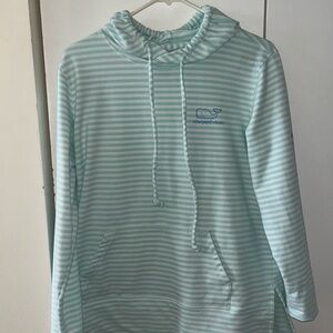 Vineyard Vines Aqua and White Striped Hoodie